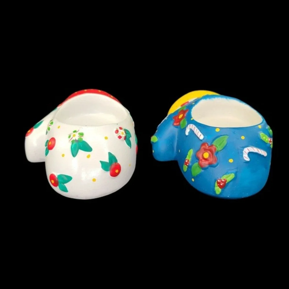 Mary Engelbreit Christmas Winter Mitten Tea Light Votive Candle Holders Set of 2